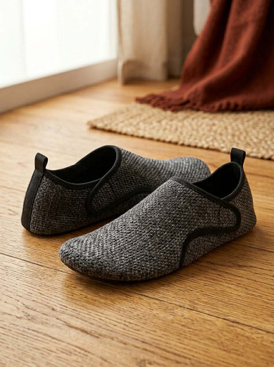 Pantuflas de hombre para interior, casuales, con cordones y velcro, cálidas y cómodas para el hogar.